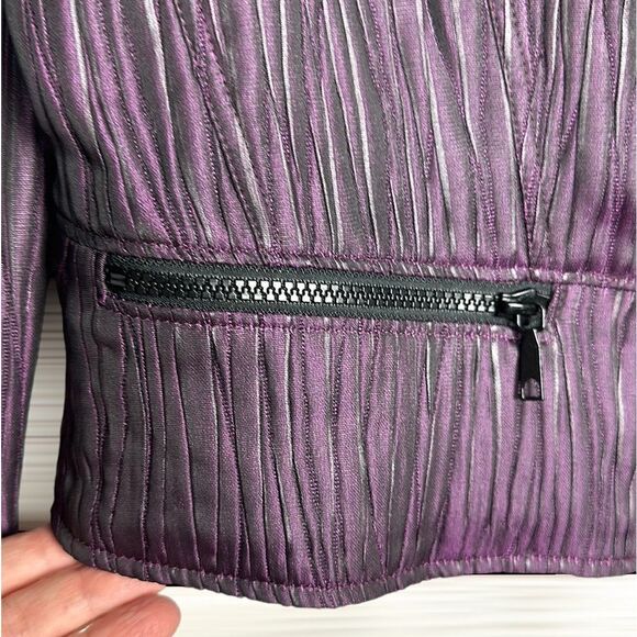 Lafayette 148 Lightweight Purple Textured Short Jacket Blazer Full Zip Front 2 - Picture 7 of 11